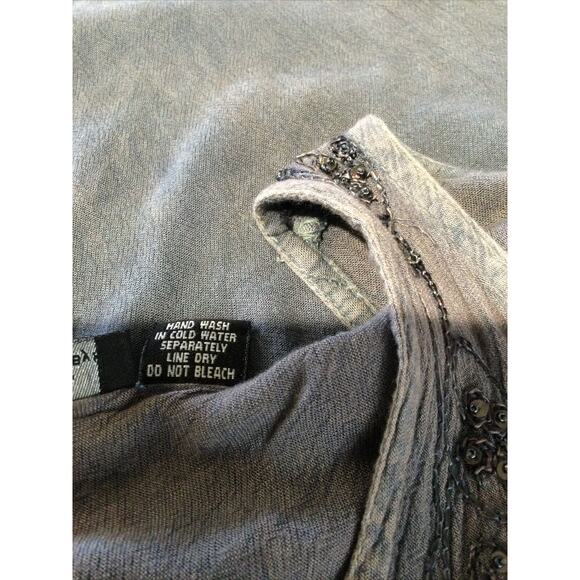 Zuriet Beaded Grey & White Tunic/Cover Up/Mini Dress Free Size - Picture 14 of 16